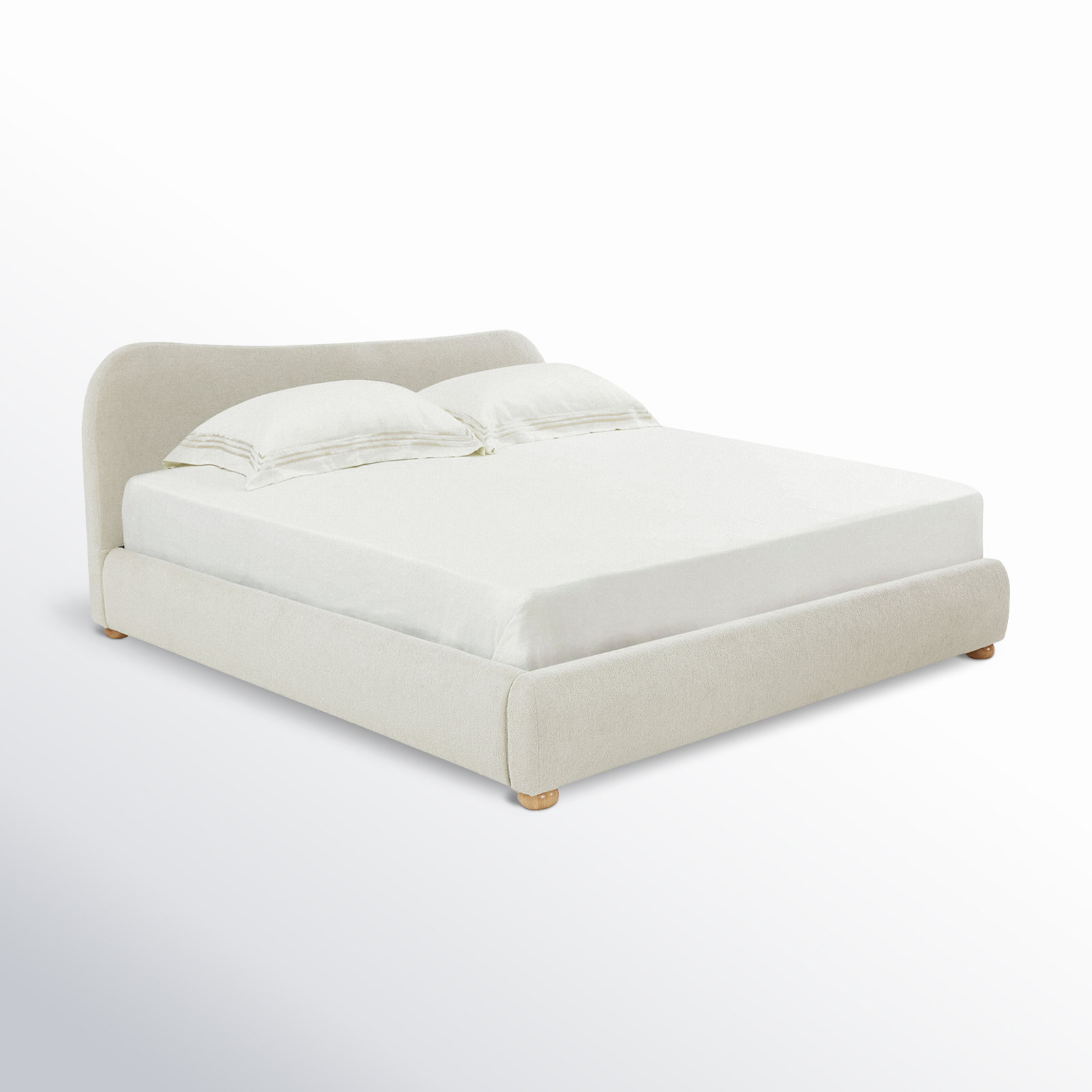 Liza Upholstered Bed, King, Ivory Boucle