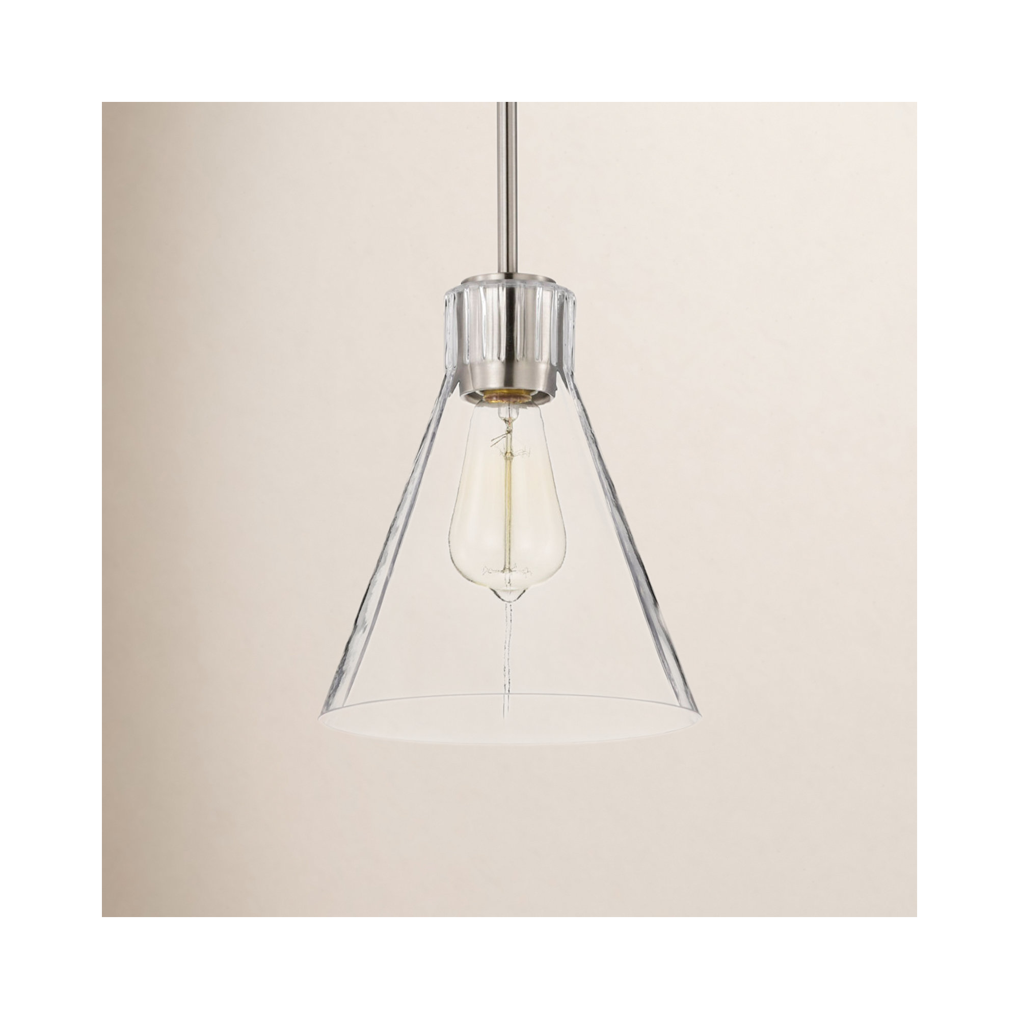 Gianna - 1 Light Medium Pendant - Brushed Nickel Finish - Clear Glass, 9.5" H x 8" W x 8" D, Brushed Nickel