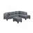 104.5" Upholstered Sofa,Chaise & Ottoman,Gray