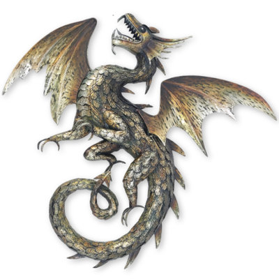 33" Tall Metal Serpentine Dragon Wall Decoration "Longwei" (Right)