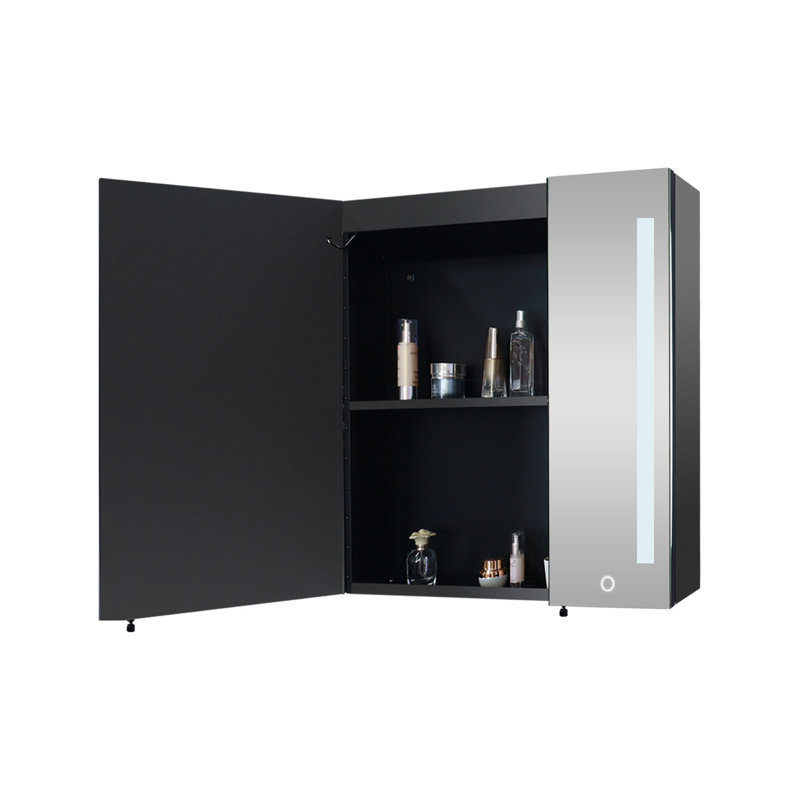Surface de l'armoire à pharmacie 30X26 pouces à DEL noir, désembueur, antibuée, lumières à intensité variable