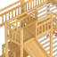 Lit simple superposé en forme de maison avec glissière et escalier de rangement-26824924-26824925