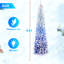 Arbre de Noël 6 pi avec 5 lumières DEL blanc chaud, 485 pointes, branches articulées, conception mince et support en métal