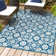 Vidar Tile Trellis High-Low Light Gray/Blue Indoor/Outdoor Rug