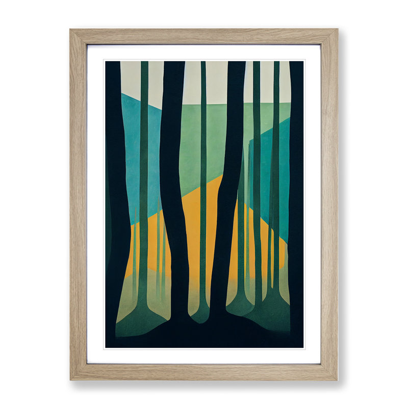 XV1022-3625X Powerful Forest Abstract - Print, 66cm H x 48cm W, Oak Framed, White