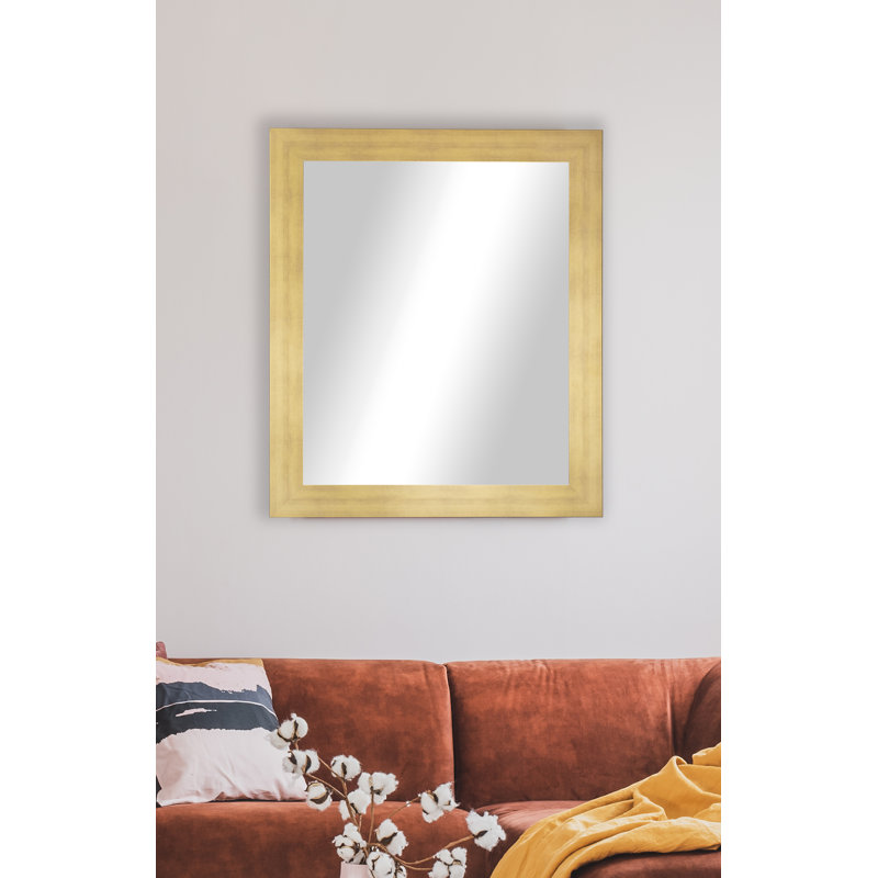 Engineered Wood Flat Mirror, Matte Gold, 33" x 58"