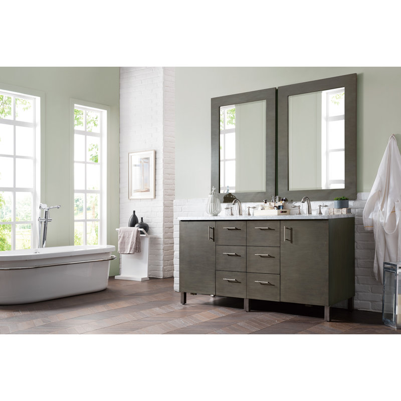 Metropolitan 60'' W Double Vanity, Eternal Marfil, Silver Oak