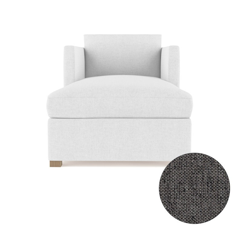 Madison Chaise Lounge, Plush Velvet Blue Print, Weathered