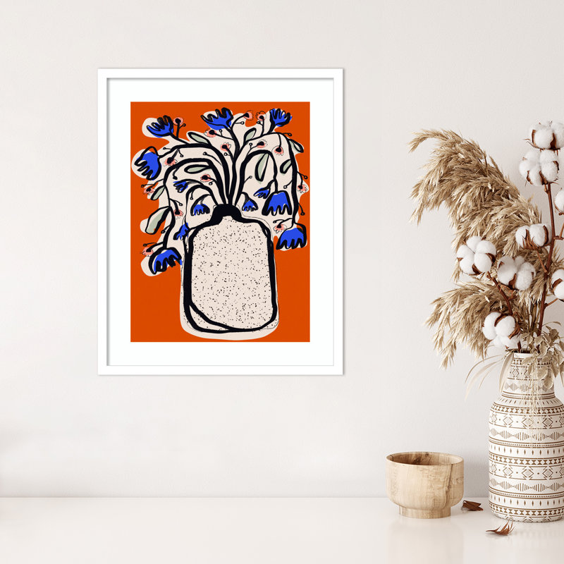 «Galya Lovely Flower Bouquet (orange Version)» par Treechild, impression sur bois encadrée, Blanc, H 25 po x l 20 po