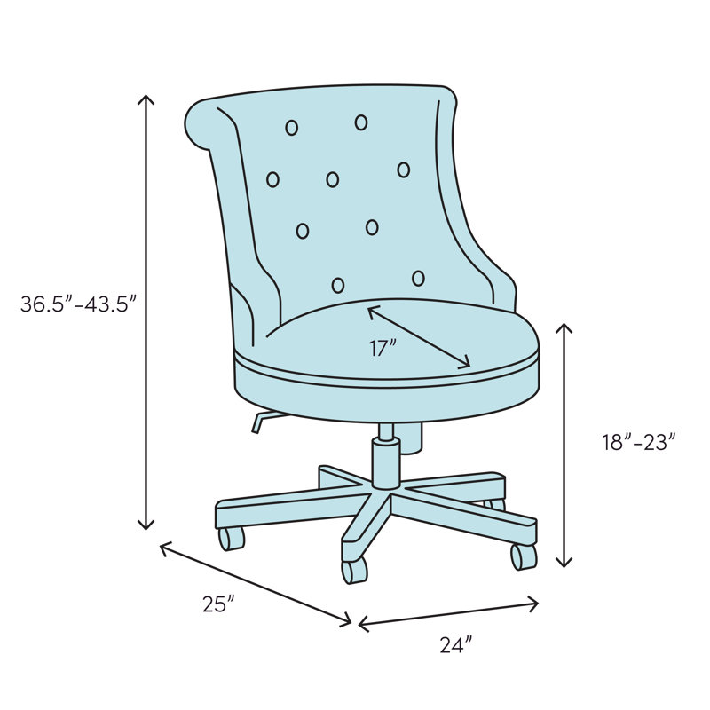 Evie Vinyl Task Chair, Glides, Imperial Blue, Not Included