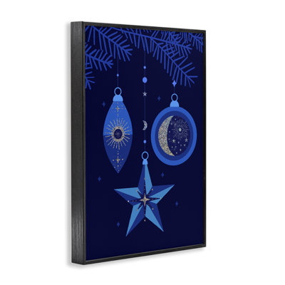 «Blue Holiday Ornaments», estampe numérique encadrée par Victoria Barnes