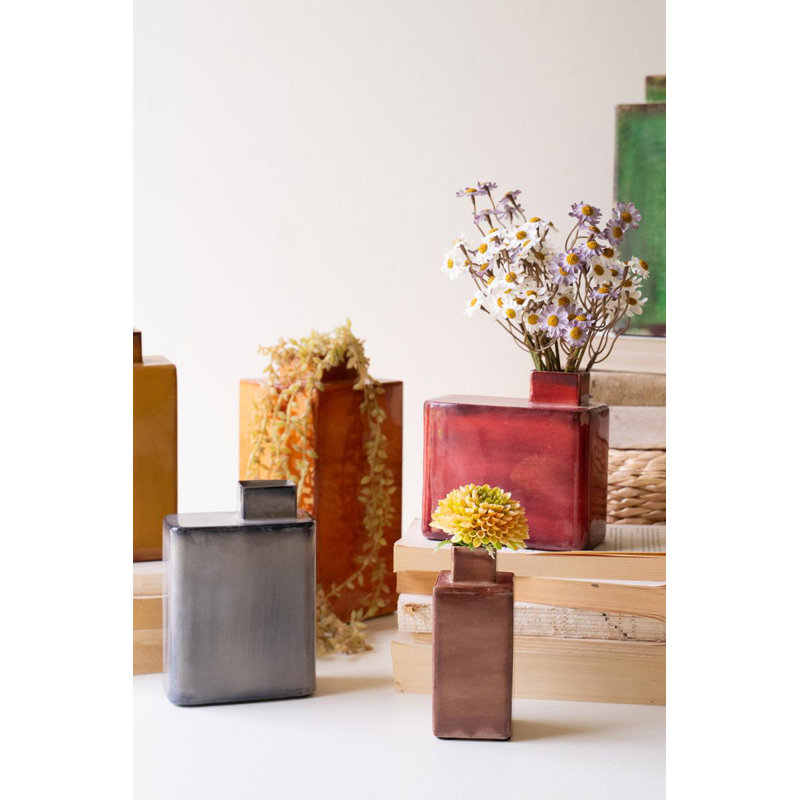  Ensemble de vases en métal peints à la main de 6 à 9 po