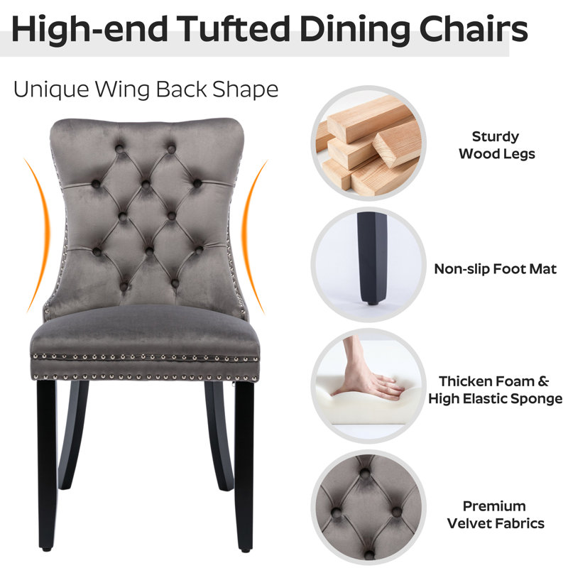 Ensemble de salle à manger à piédestal carré avec chaise capitonnée, 3, Gris
