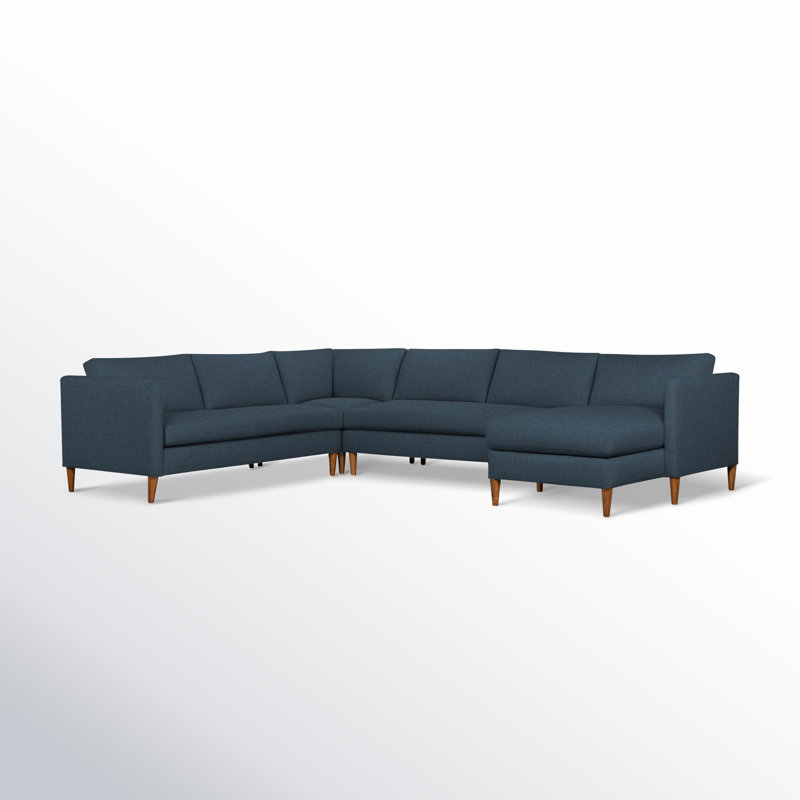 Clifford 4-Piece Upholstered Custom Sectional, Right Hand Facing, Nomad Eggshell Crypton® Chenille