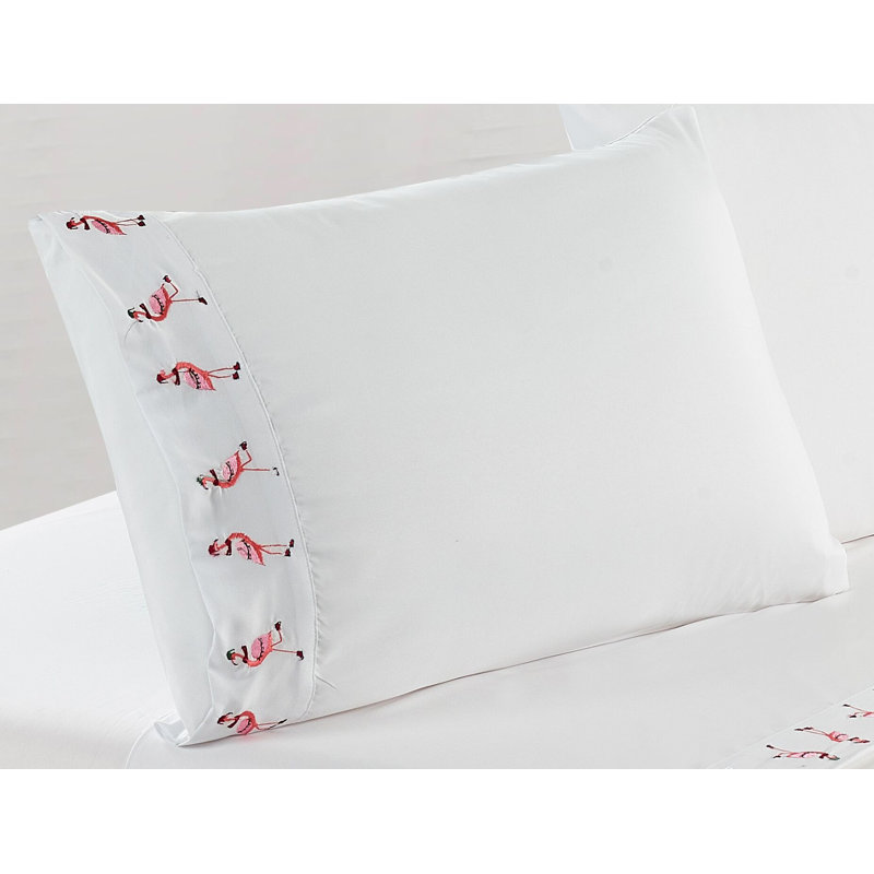 Ensemble de draps en microfibre brodée Clementina, Très grand