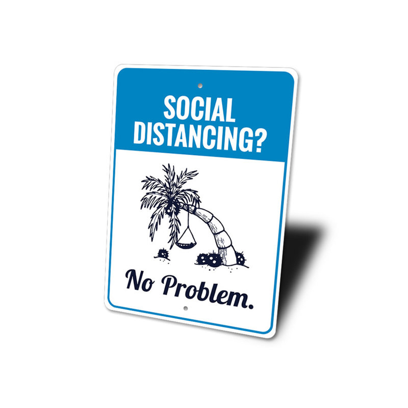 Panneau social en aluminium sur la plage, H 14 po x l 10 po x P 0,04 po
