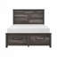 Grand lit plateforme 1pc gris avec rangement pour pied de lit