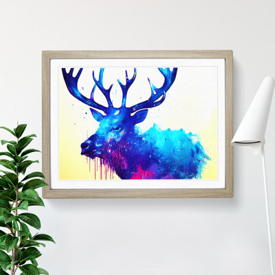 Colourful Stag Deer Vol.1 Abstract 1 Piece Single Picture Frame Wall Art