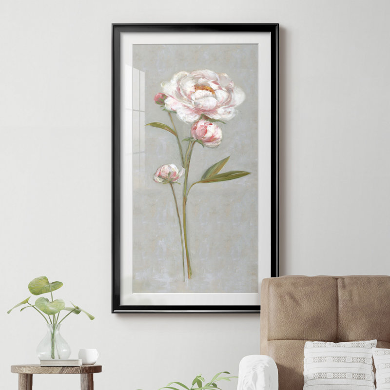 Pivoine magique I - Cadre photo, reproduction d'art sur papier, Papier noir, H 22,5 po x l 42,5 po x P 1,5 po