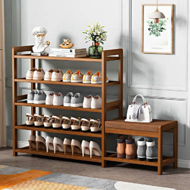 Ebern Designs 18 Pair Solid Wood Shoe Rack