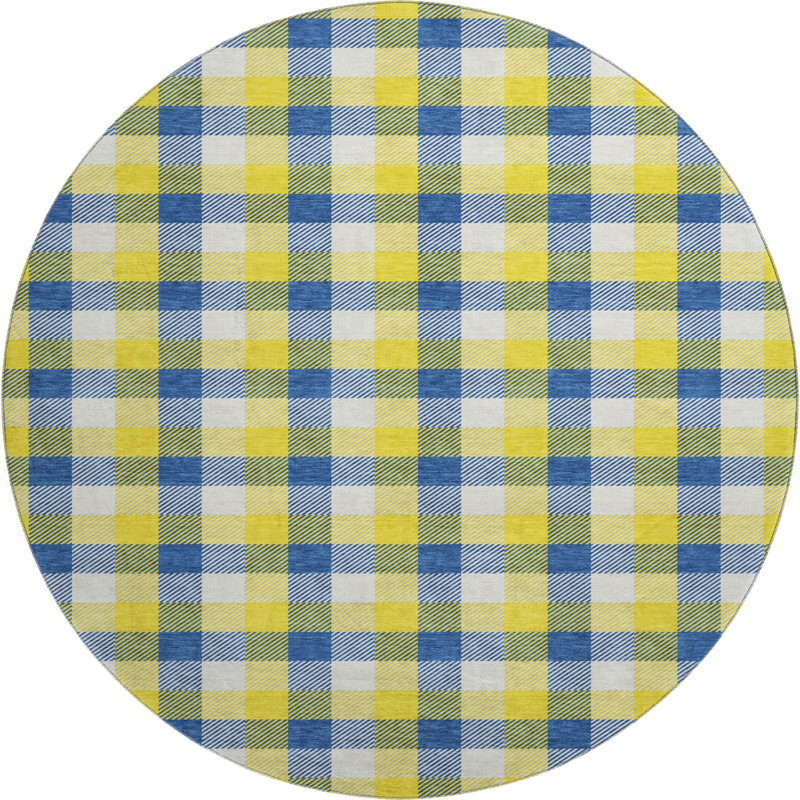 Premium Machine Washable Crumley AMF1053 Plaid Rug, Round 8'