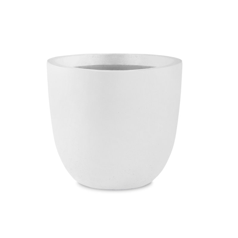  14inDia. Round Large Pure White Concrete Planters, Outdoor Indoor Modern Plant Pots, Lightweight, Heavy Duty, Weather Resistant, Seamless with Drainage Hole