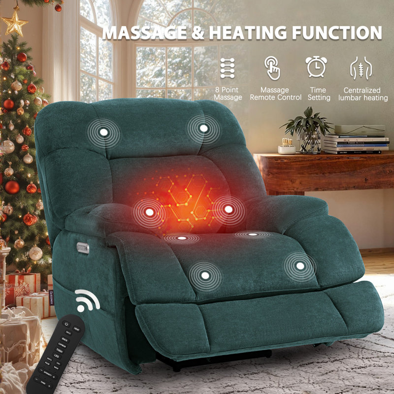  Fauteuil inclinable à deux moteurs à gravité zéro pour les personnes âgées, réglage indépendant des pieds, position infinie, vert