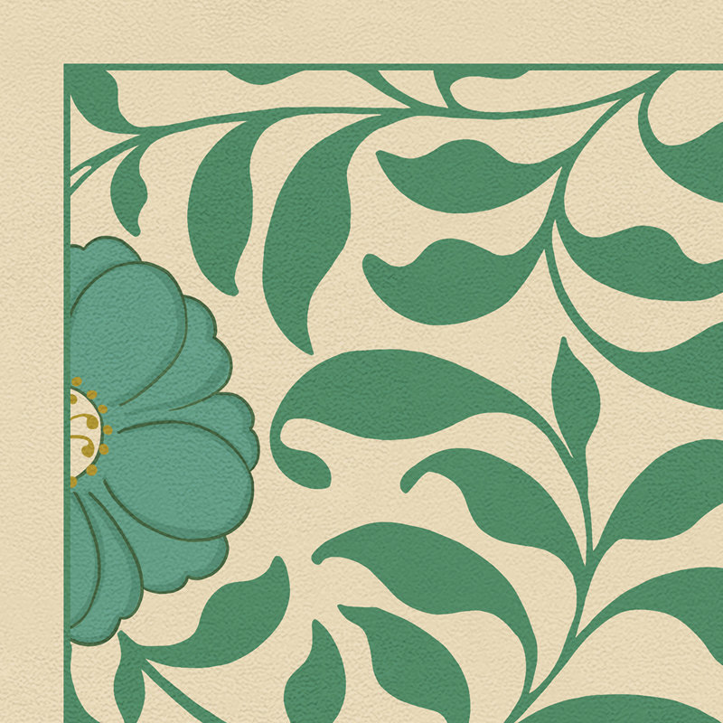 Hawarden Vinyl Floral Indoor Rug, Rectangle 1'9" x 2'8"