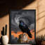 Art mural rétro noir, corbeau et vortex, impressions de style rétro-2055785136