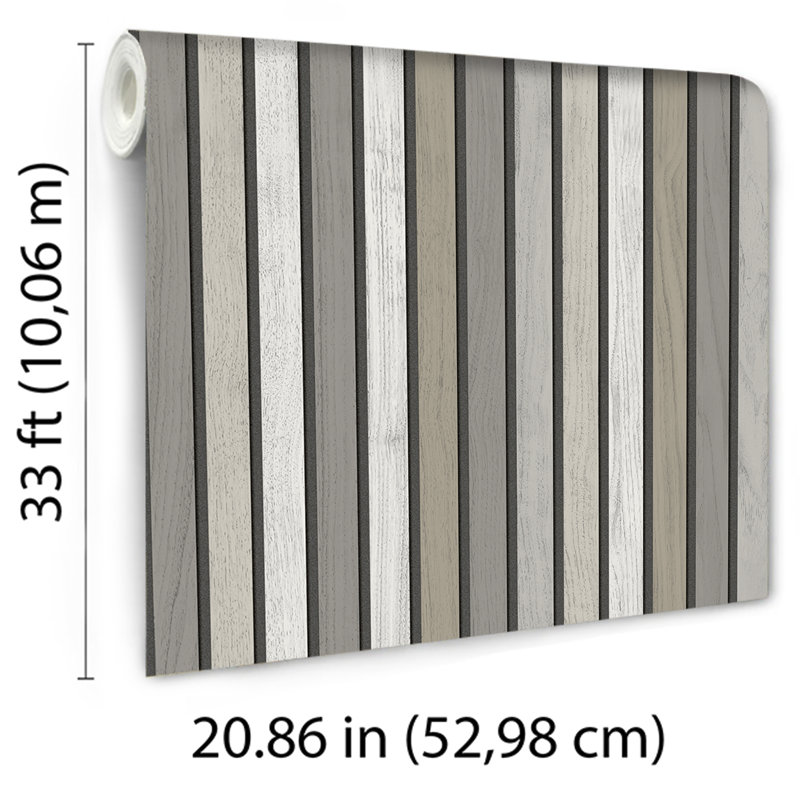 Papier peint rétro gris Slatwork, Gris