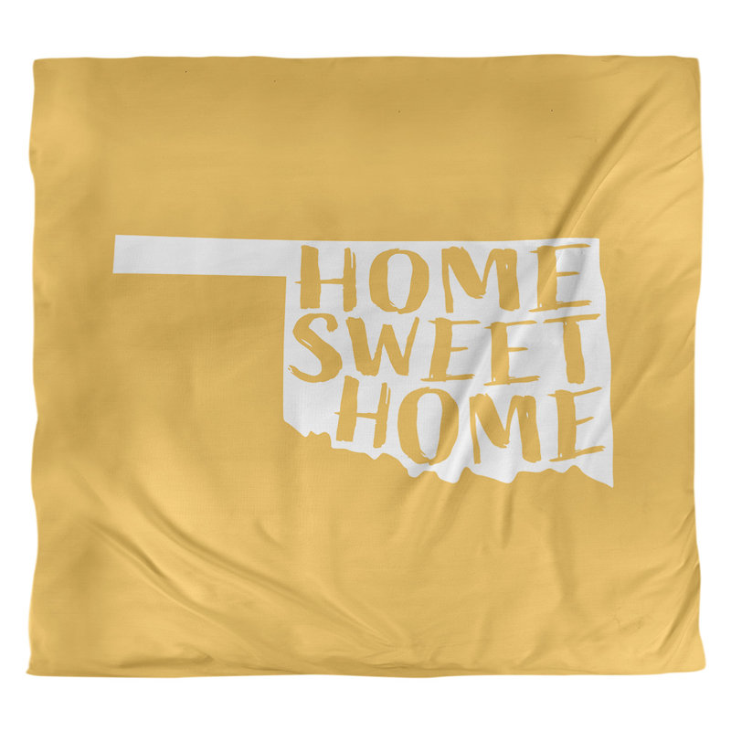 Housse de couette Home Sweet Oklahoma, Housse de couette pour très grand lit, Jaune, Microfibre