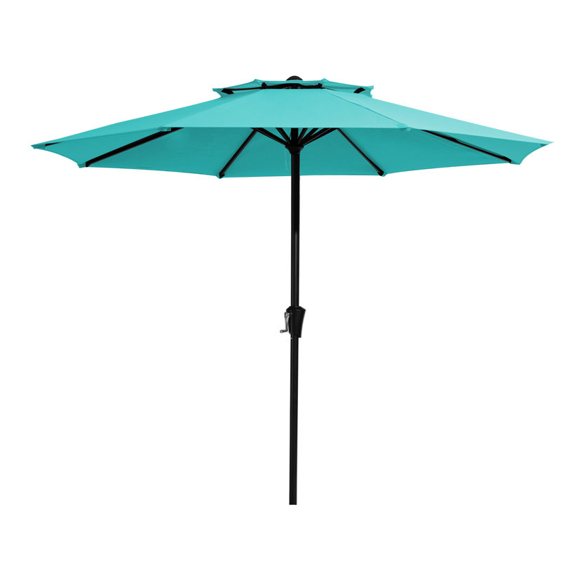 Parasol de marché à 2 niveaux 132 po Beka, L 90 po x P 90 po, Bleu clair