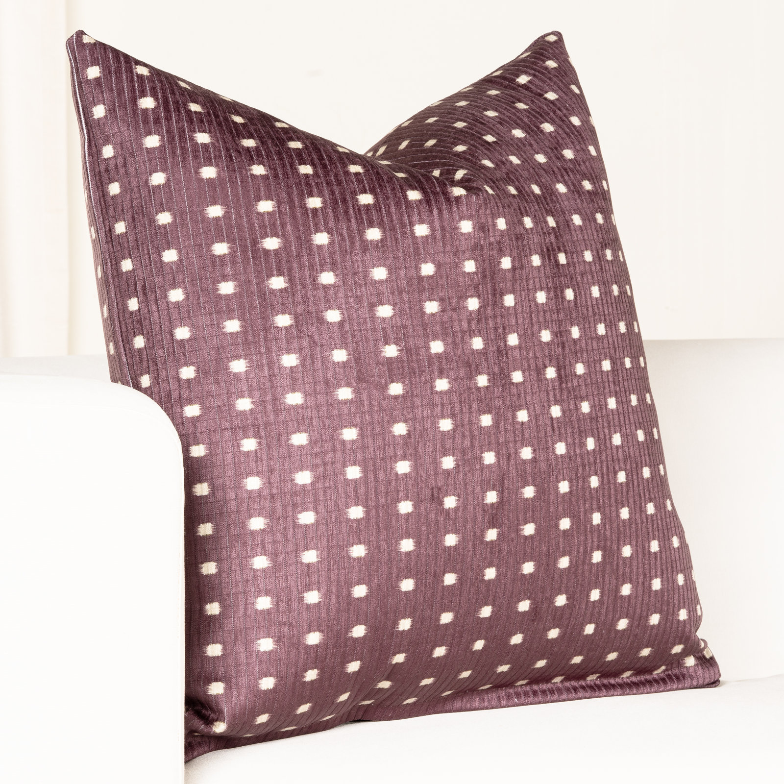 Grid Throw Pillow, Square 20", Feather, Dark Cherry