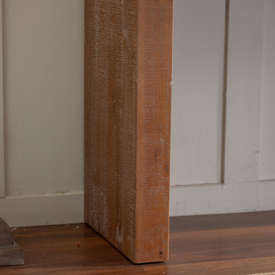 63.78" Farmhouse Console Table, Solid Wood/MDF for Living Room - Distressed Wood