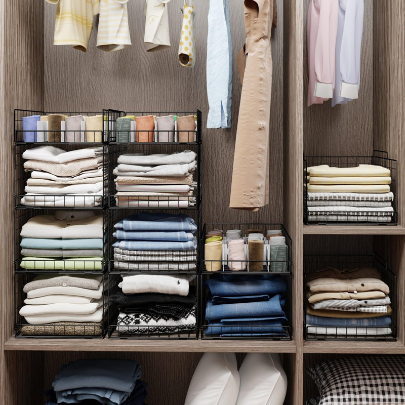 Tablette de rangement pliable à 4 niveaux pour garde-robe avec diviseurs 