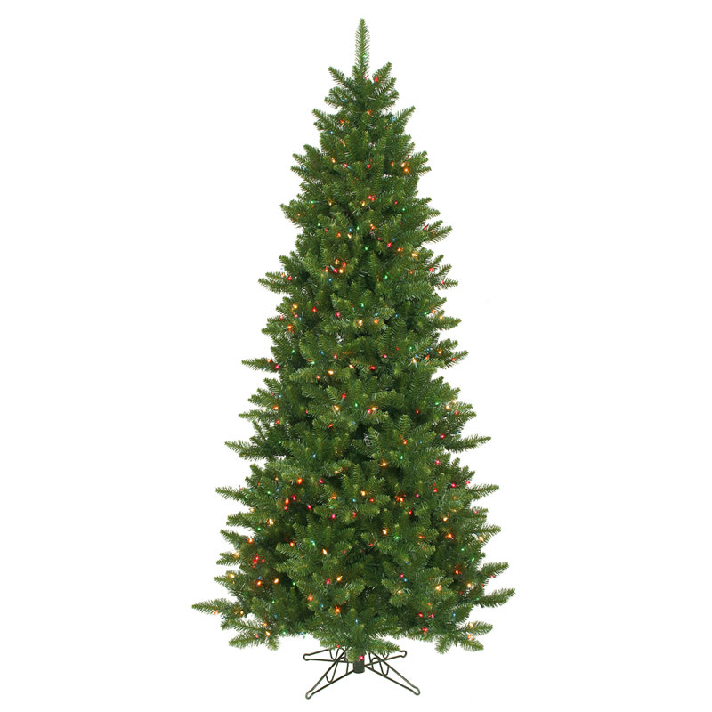 Camdon Fir Slim Artificial Christmas Tree, 6.5' H, Clear Lights, Pre-Lit