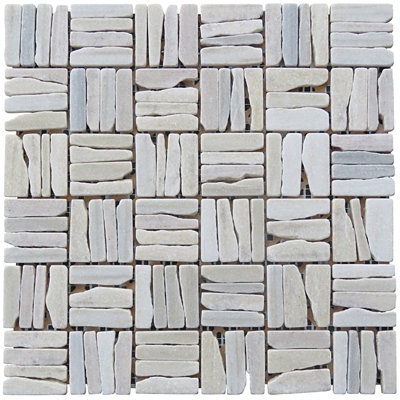 Landscape Wonder 0.75" x 2" Natural Stone Grid Mosaic Wall & Floor Tile