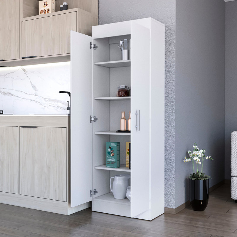 Kitchen 5-Shelf White Storage Cabinet - Enhances Your Organization Pantry In For Overall Of, White