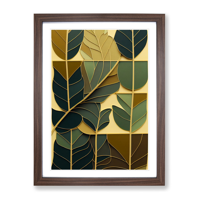 Leaves - Framed Print, 64cm H x 46cm W x 2cm D, Walnut