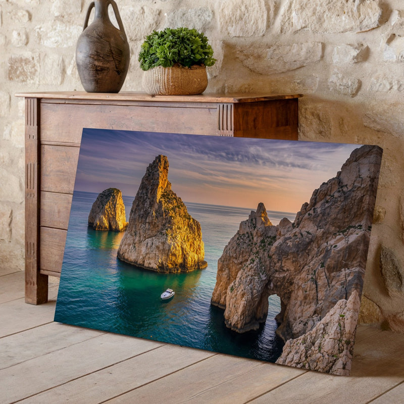 Reproduction d'art sur toile, "Une scène côtière à couper le souffle au coucher du soleil", H 30 po x l 40 po