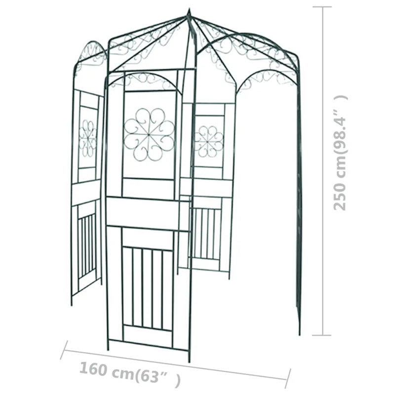 160cm W Metal Arbour in Green
