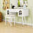 Vanity Makeup Desk with Built-in Power Port, Upholstered Stool and Storage Space-1978446134
