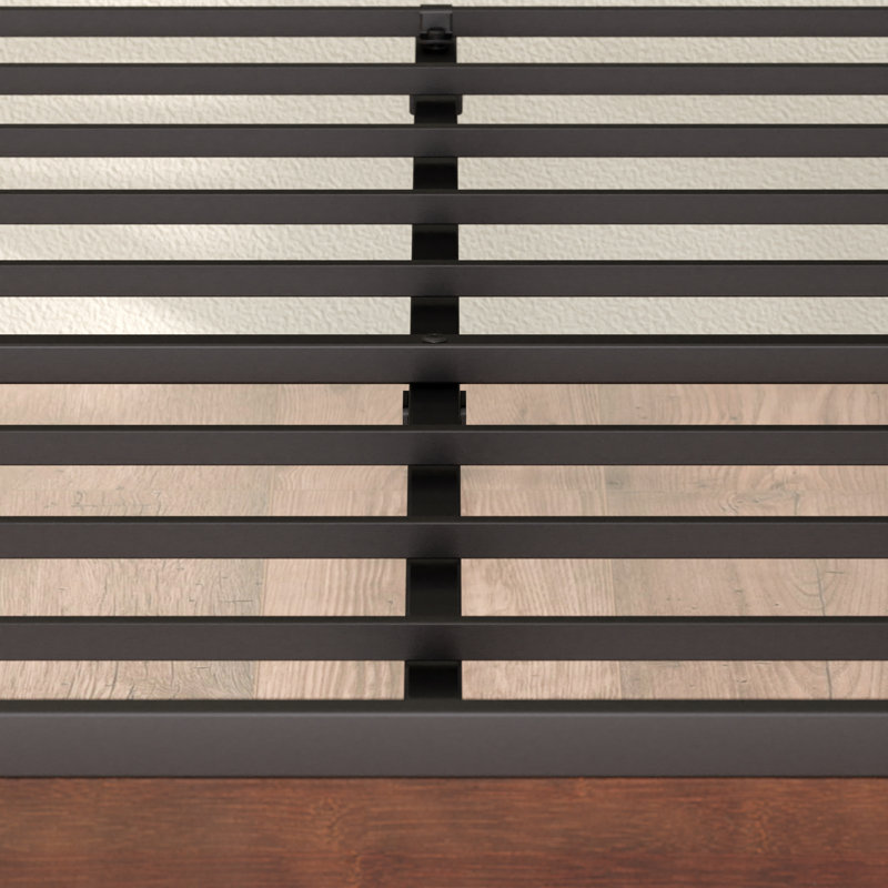 Full Roman Bamboo and Metal Platform Bed Frame with Slatted Headboard