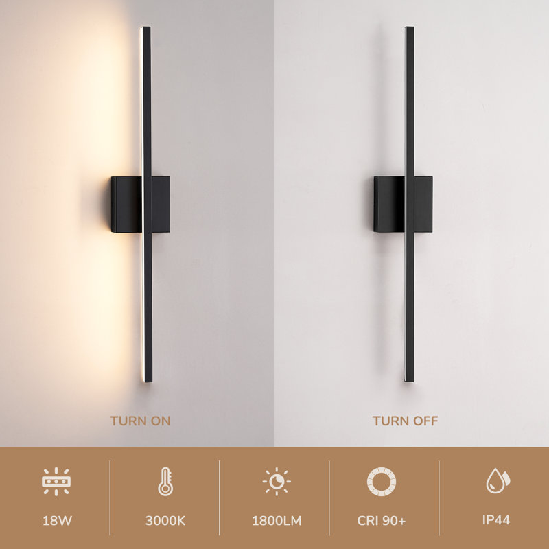 28''  Dimmable LED Vanity Light Bath Bar, Matte Black