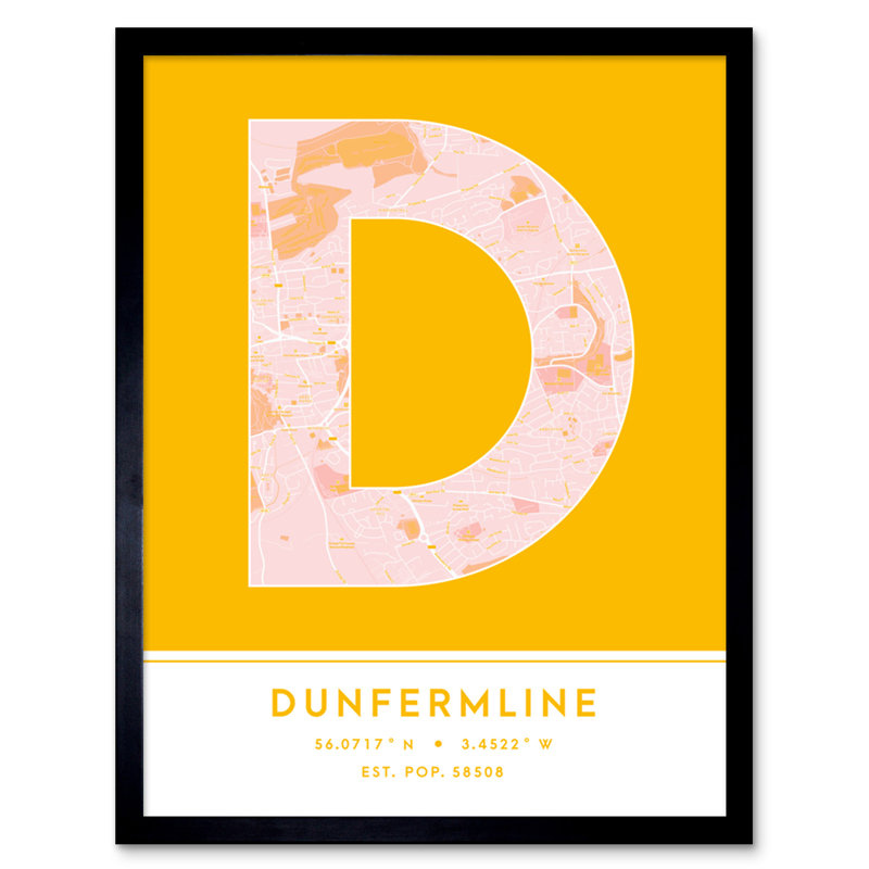 Dunfermline Scotland City Map - Single Picture Frame Typography