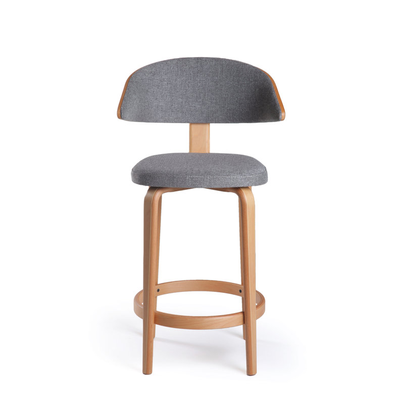 Fila Upholstered Stool with Solid Wood Frame, Natural