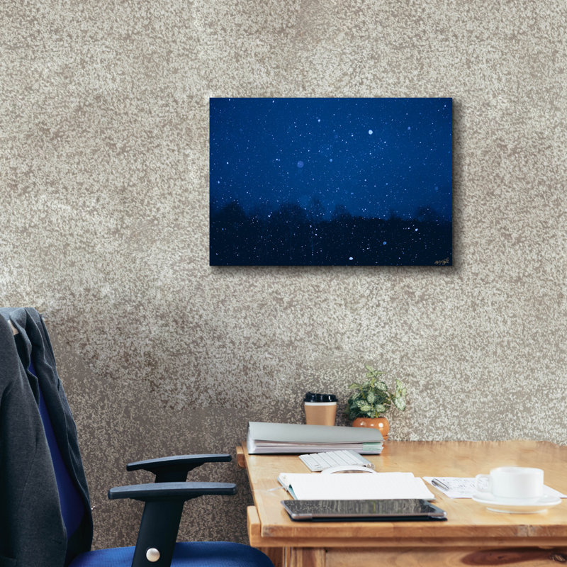  «Blue Night Winter Forest 2» par Life BeautifuLEE, art mural sur toile, 26 po x 18 po, H 18 po x l 26 po