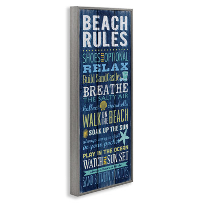 «Beach Rules», panneau de motif de planches bleues, motifs de motivation, art mural par Stephanie Workman Marrott