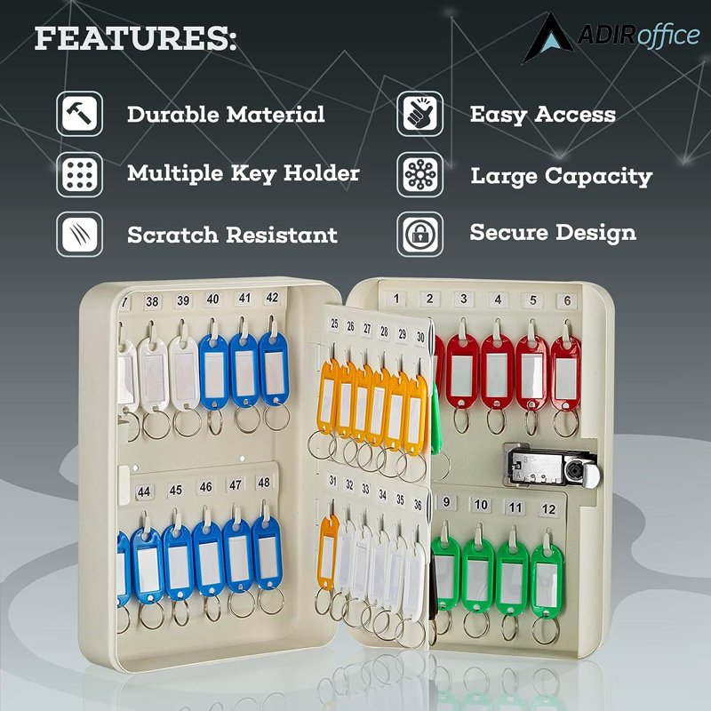 White Steel Wall-Mount Combination Lock Key Cabinet Set