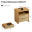 Ensembles de chambre à coucher en rotin, commode à 6 tiroirs et tables de chevet à 2 tiroirs, commode moderne de 47,2 po de largeur et conception à bord arrondi pour chambre à coucher, table de chevet avec USB et station de recharge de type C et prises, chêne naturel